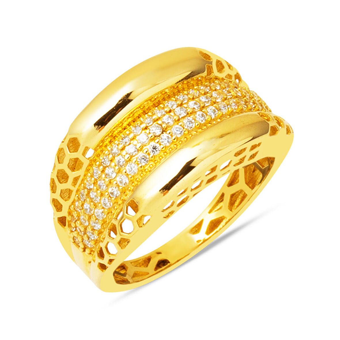 Bombeli Tasarım 14 Ayar Spor Altın Yüzük