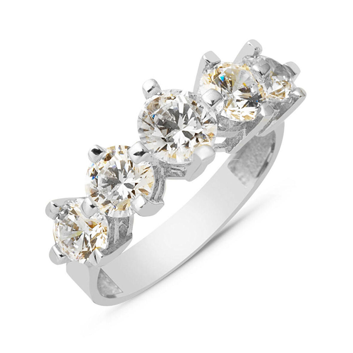 Spica 14 Ayar Beştaş Beyaz Altın Yüzük