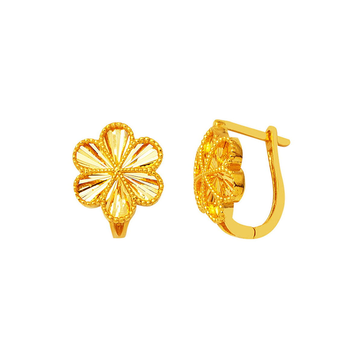 Papatya Klipsli 22 Ayar Altın Kadın Küpe