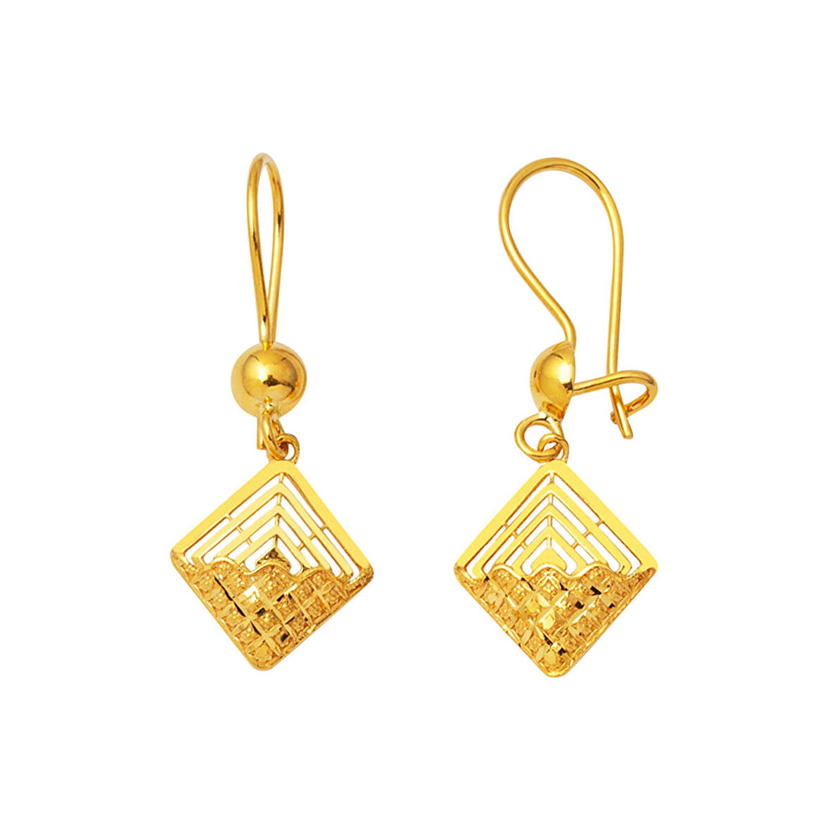 Kare Modern Tasarım Sallanan 22 Ayar Küpe