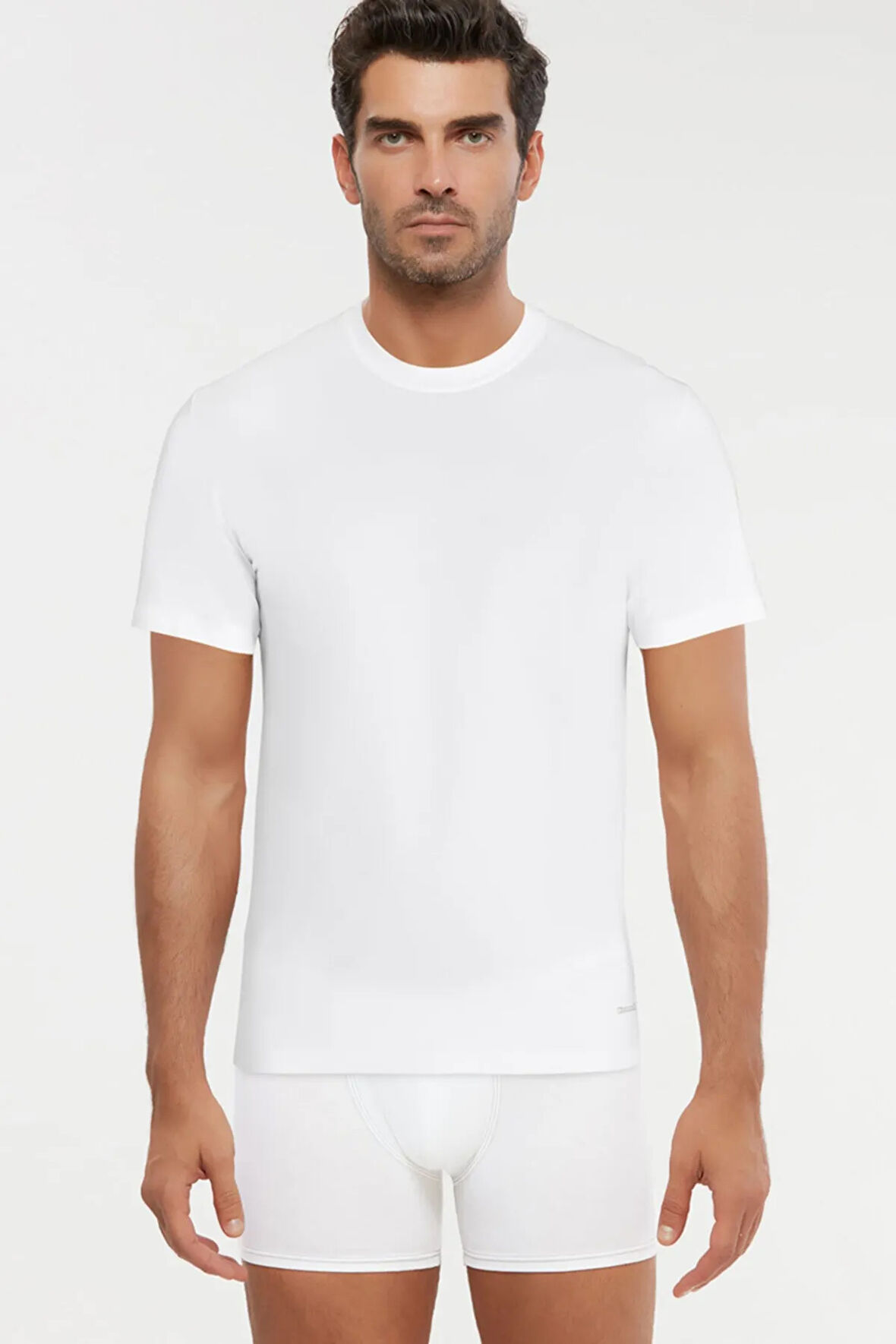 James Bisiklet Yaka Basic Erkek Tshirt Beyaz