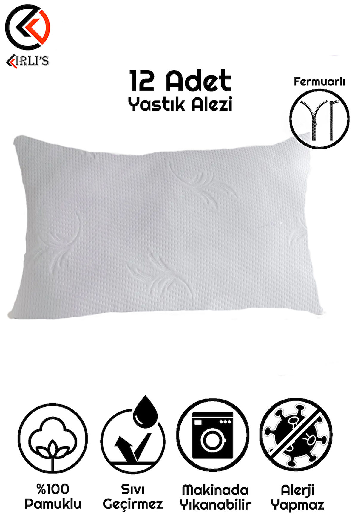 Sıvı Geçirmez Bambi Kalitesinde Fermuarlı Yastık Alezi Yastık İçi Yastık Kılıfı Yumuşak 4 Adet