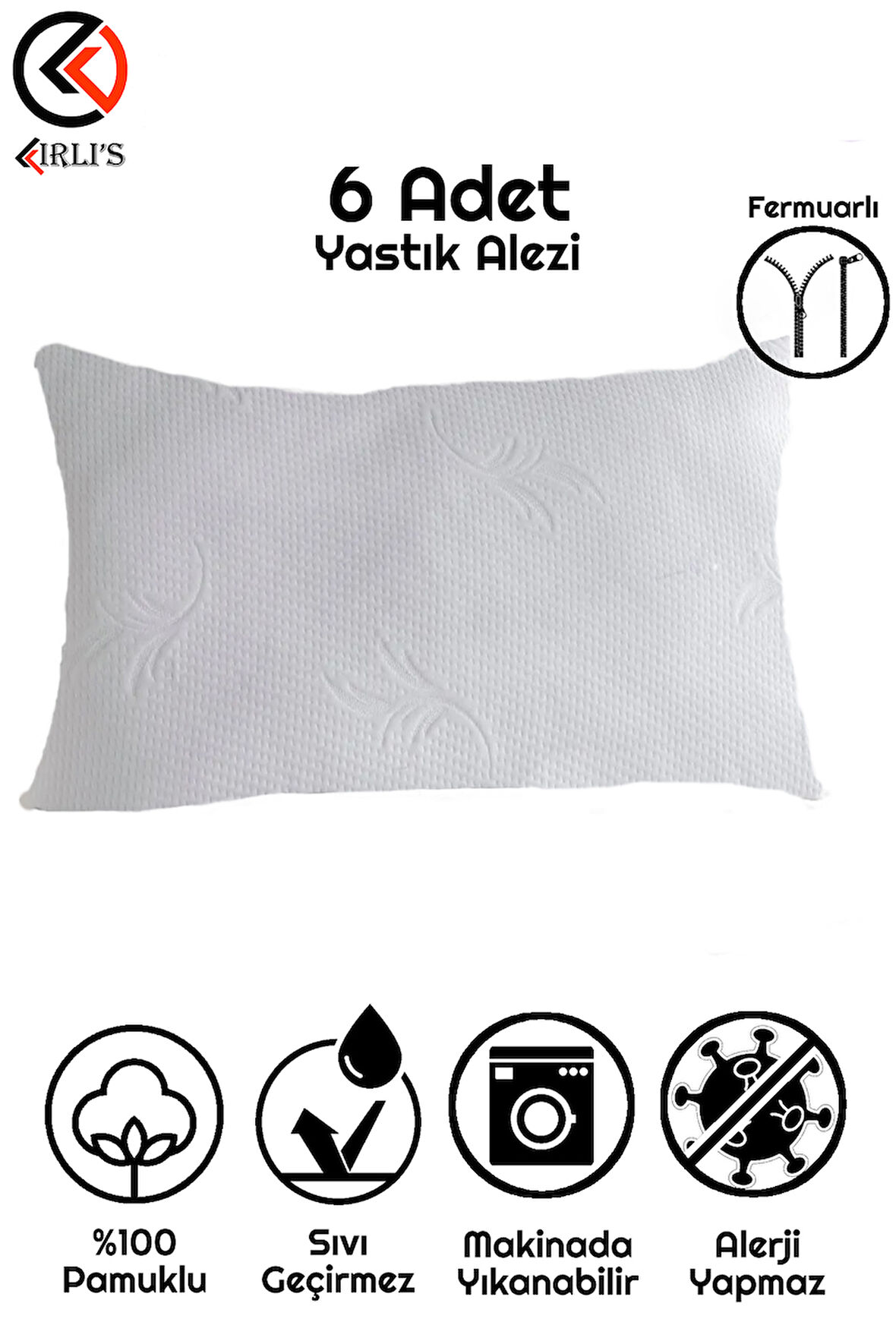 Sıvı Geçirmez Bambi Kalitesinde Fermuarlı Yastık Alezi Yastık İçi Yastık Kılıfı Yumuşak 12 Adet