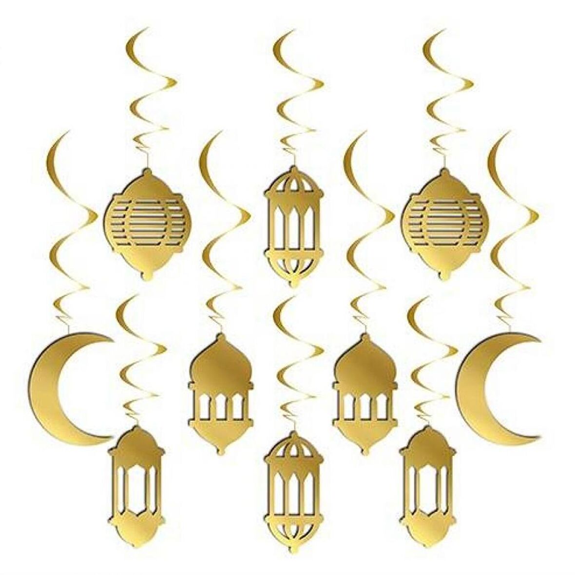 3D Hilal Kandil Ve Ramazan Temalı 10lu Tavan Sarkıt Süsü