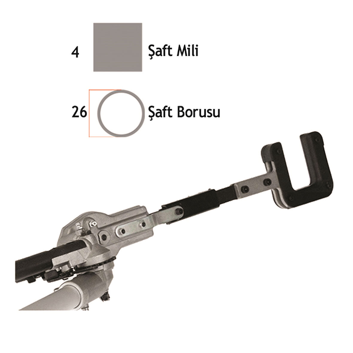 Baco 26mmxKare Motorlu Tırpan Kancalı Badem Zeytin Sarsıcı Hasat Aparatı