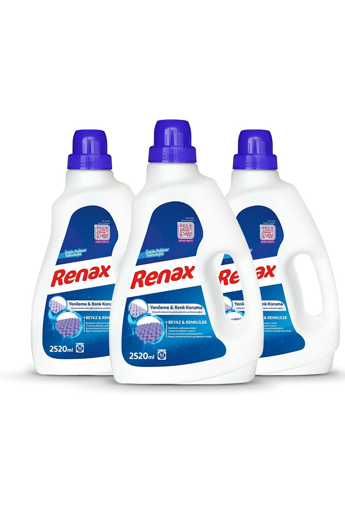 Renax Sıvı Çamaşır Deterjanı Beyaz ve Renkliler 2520 ml - 3 Lü Paket