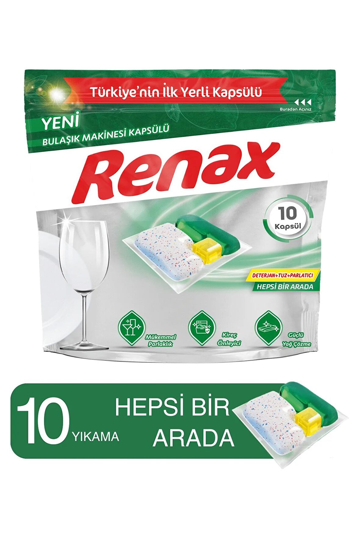 Renax Bulaşık Makinesi Kapsülü Hepsi Bir Arada 10 Lu