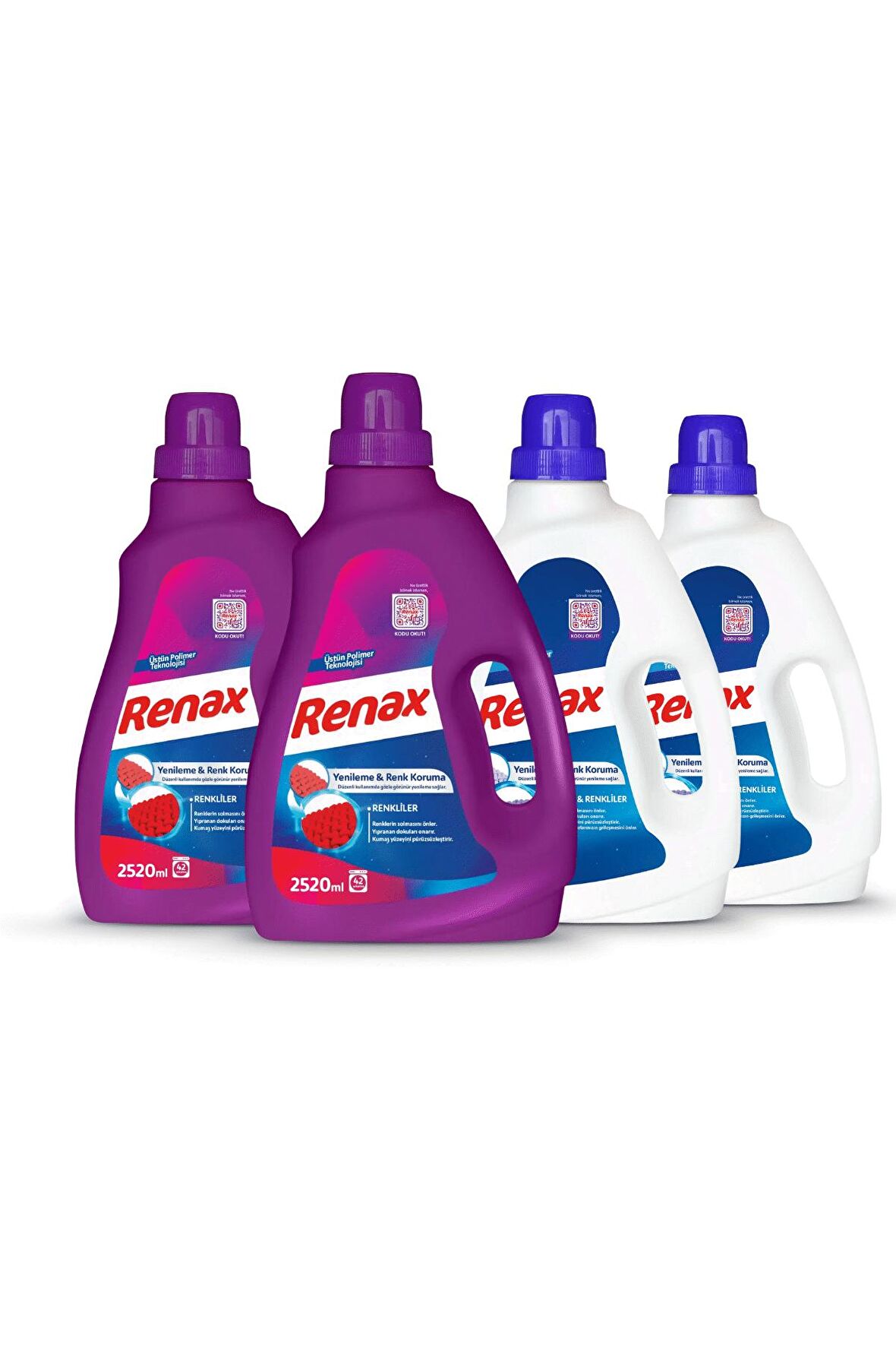 Renax Sıvı Çamaşır Deterjanı 2520 ml - 4 Lü Paket (2 Renkliler + 2 Beyazlar)