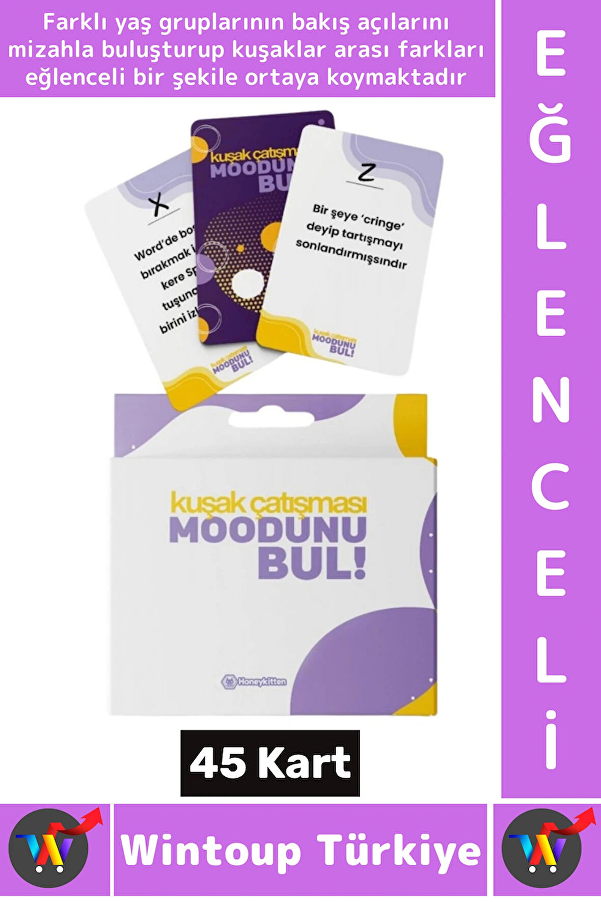 Eğlenceli Aile Arkadaş Genç Yaşlı Nesil Z Kuşağı Mizah Oyunu Moodunu Bul-Kuşak Çatışması 45 Kart