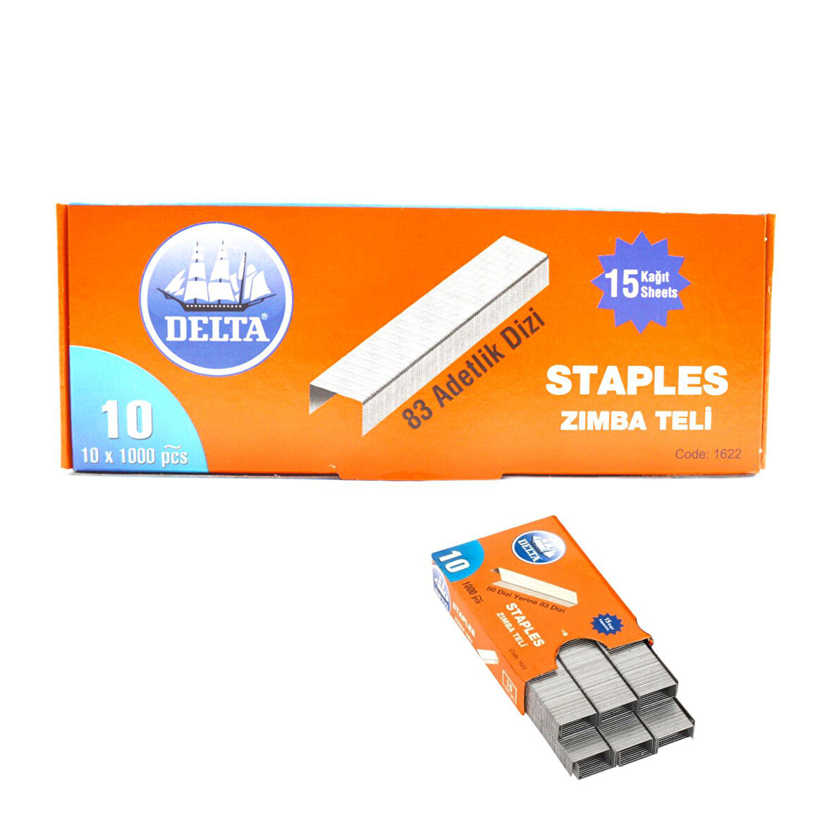 Delta No:10 Zımba Teli Gri 1000 li 10 Kutu Kod:1622