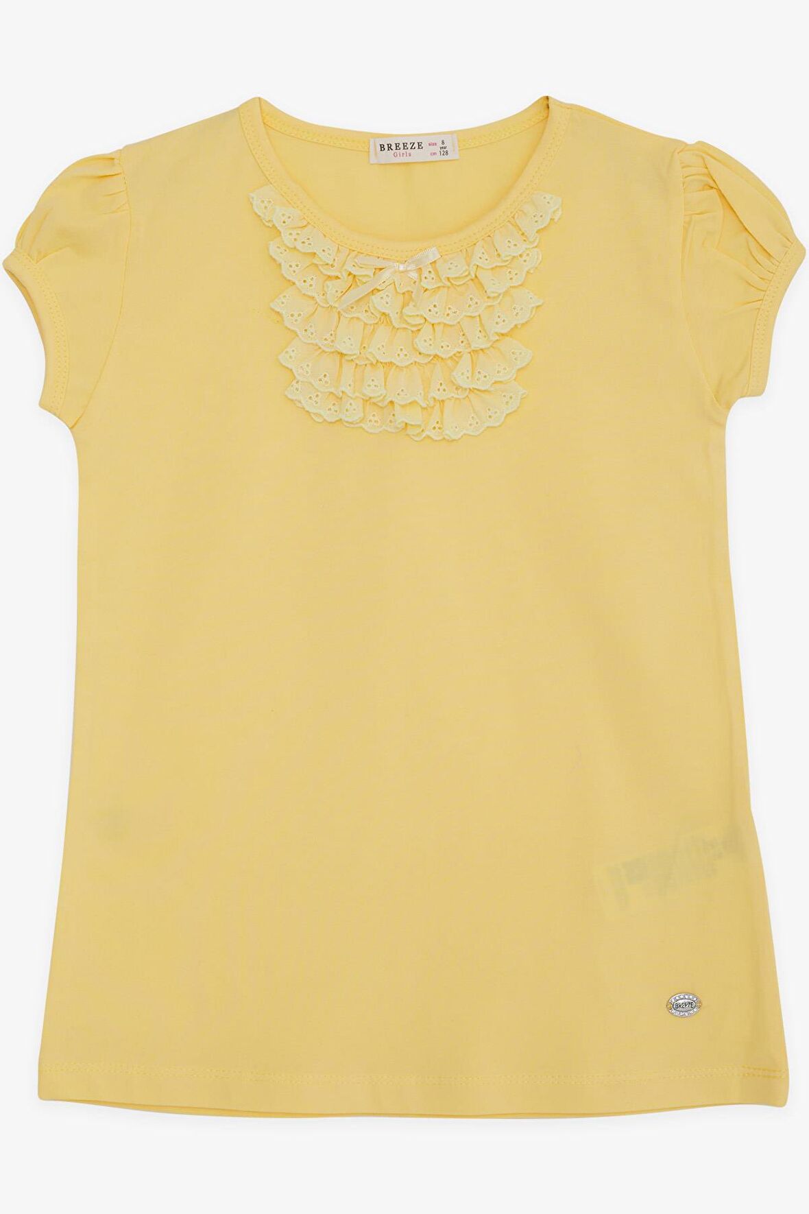 Breeze Kız Çocuk Tişört Güpürlü 9 Ay-8 Yaş, Sarı