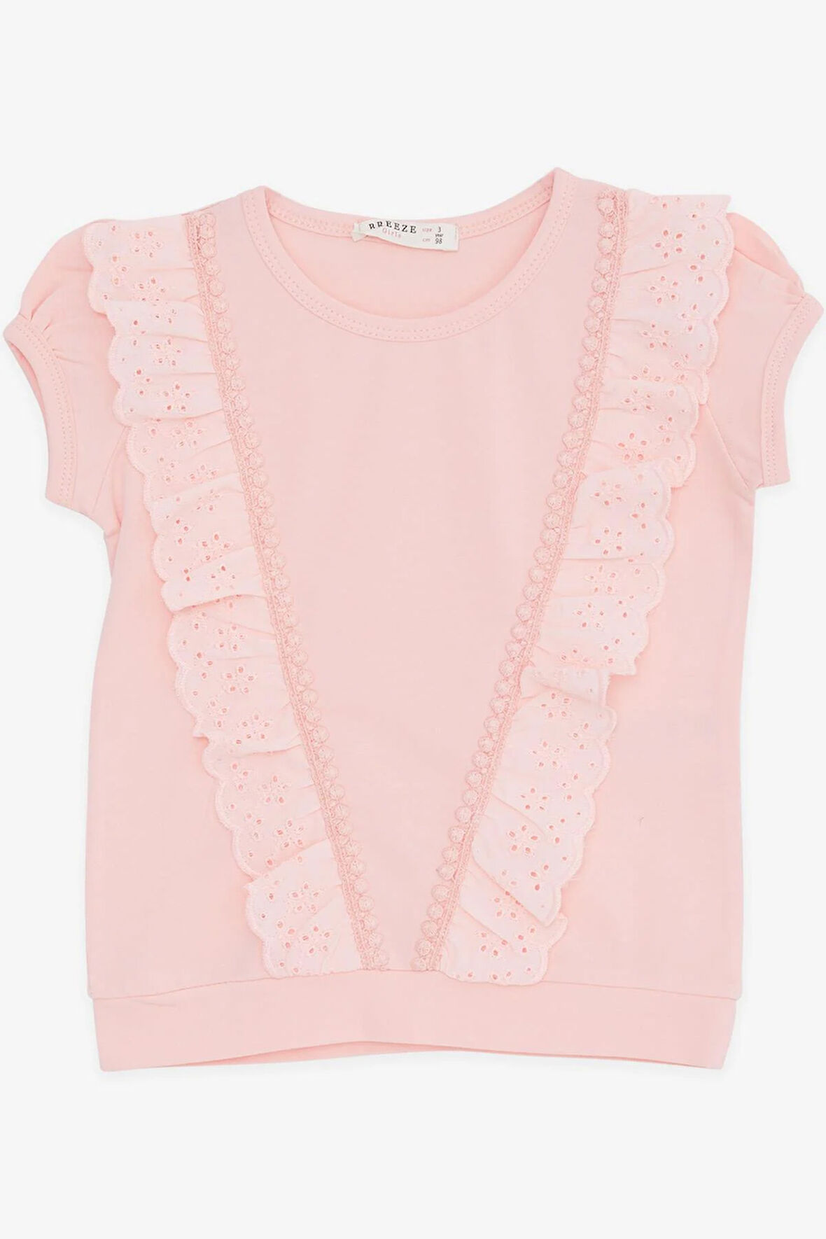 Breeze Kız Çocuk Tişört Güpürlü 1.5-5 Yaş, Somon