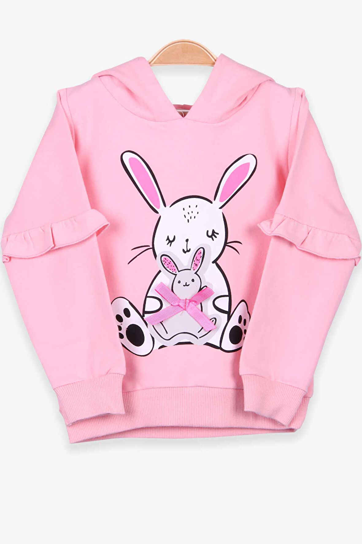 Breeze Kız Çocuk Sweatshirt Tavşan Baskılı 1.5-5 Yaş, Pudra