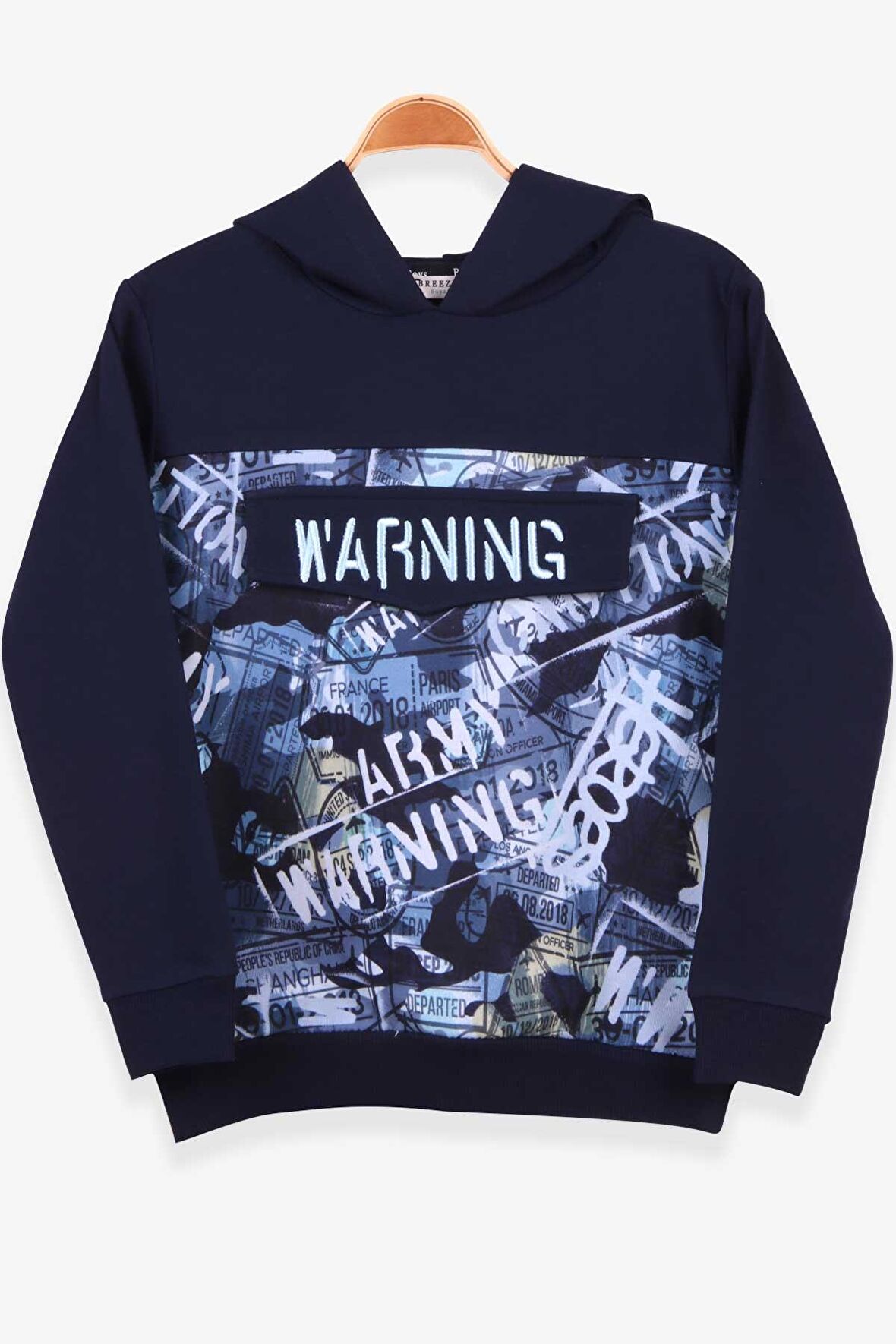 Breeze Erkek Çocuk Sweatshirt Desenli Nakışlı 6-12 Yaş, Lacivert