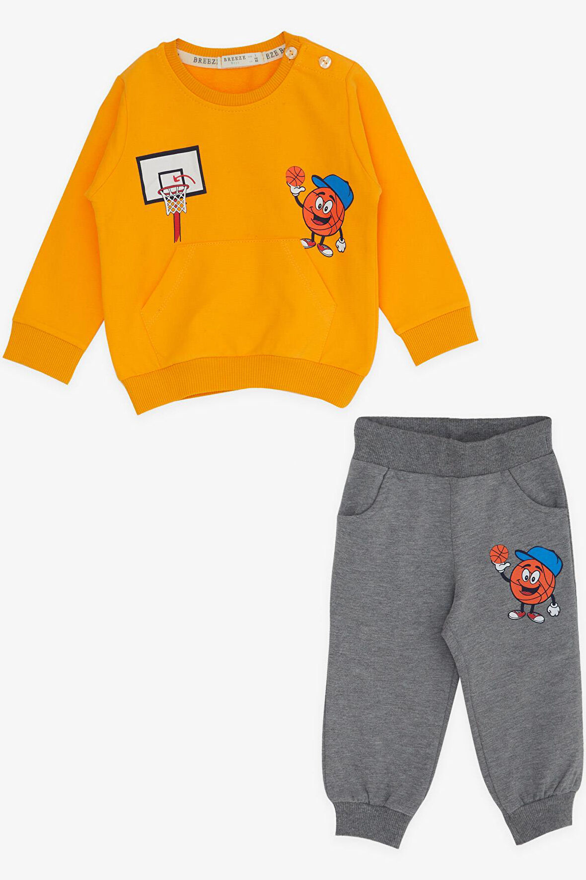 Breeze Erkek Bebek Eşofman Takımı Baskılı 9 Ay-3 Yaş, Sarı