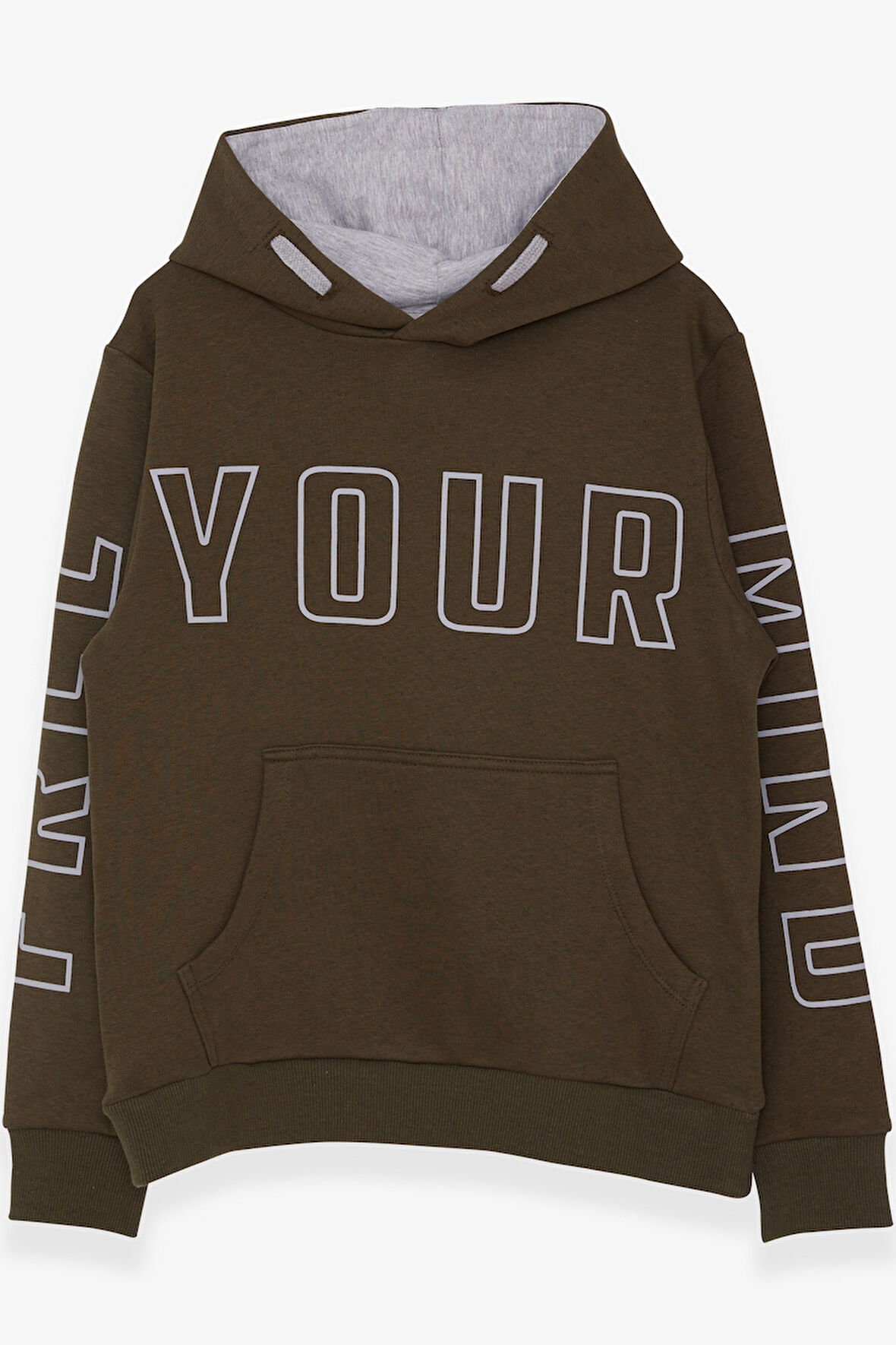 Breeze Erkek Çocuk Yazı Baskılı Sweatshirt 9-16 Yaş, Haki Yeşil