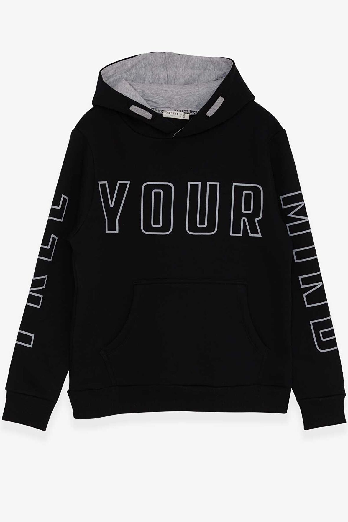 Breeze Erkek Çocuk Yazı Baskılı Sweatshirt 9-16 Yaş, Siyah