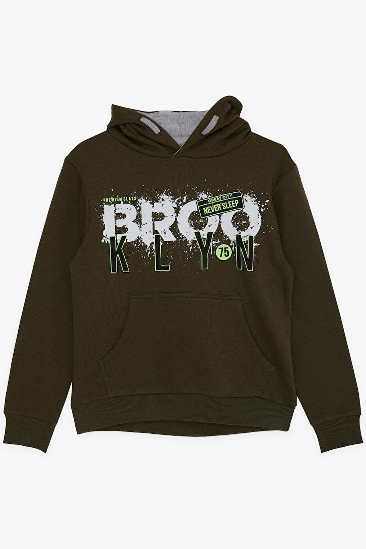 Breeze Erkek Çocuk Yazı Baskılı Sweatshirt 9-16 Yaş, Haki Yeşil