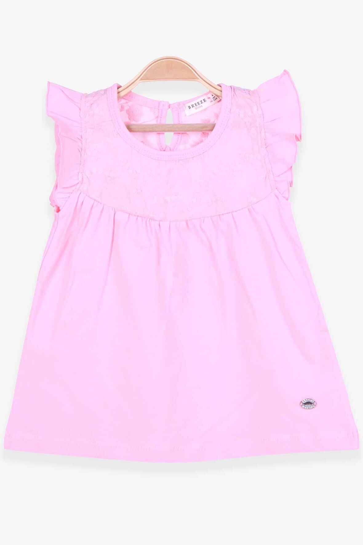 Breeze Kız Çocuk Tişört Dantelli 4-8 Yaş, Pudra