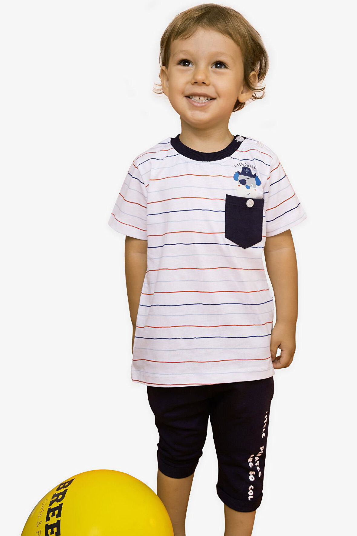 Breeze Erkek Bebek Kapri Pantolonlu Takım 6 Ay-2 Yaş, Ekru