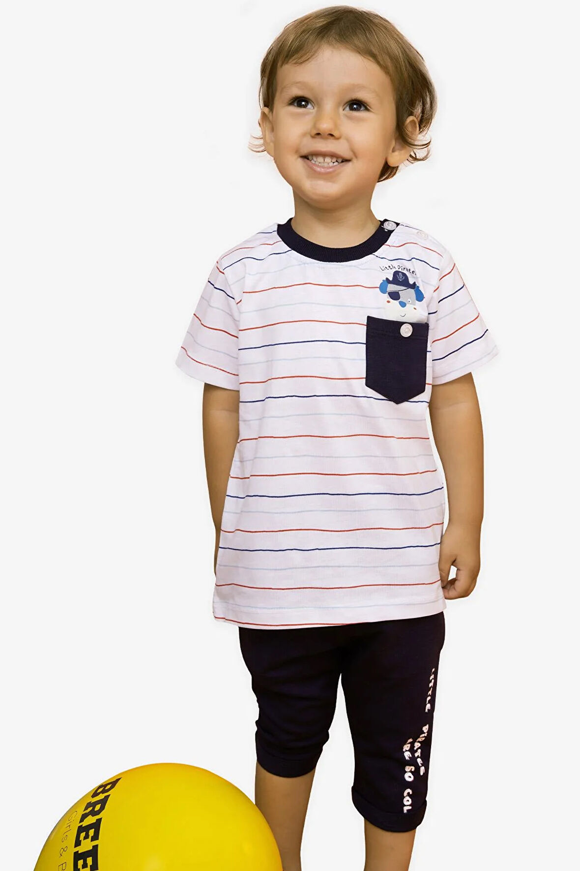 Breeze Erkek Bebek Kapri Pantolonlu Takım 6 Ay-2 Yaş, Ekru