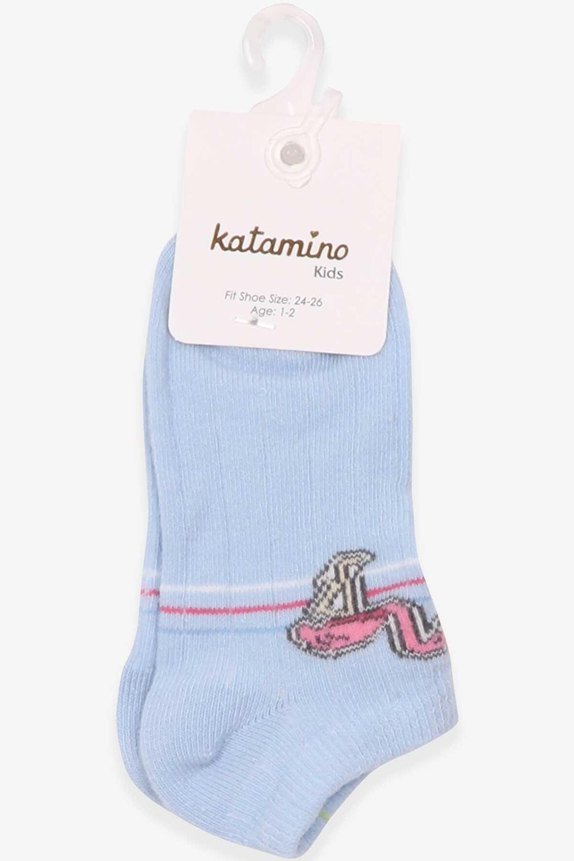 Katamino Kız Çocuk Patik Çorap Flamingo Desenli 1-2-9-10 Yaş, Açık Mavi