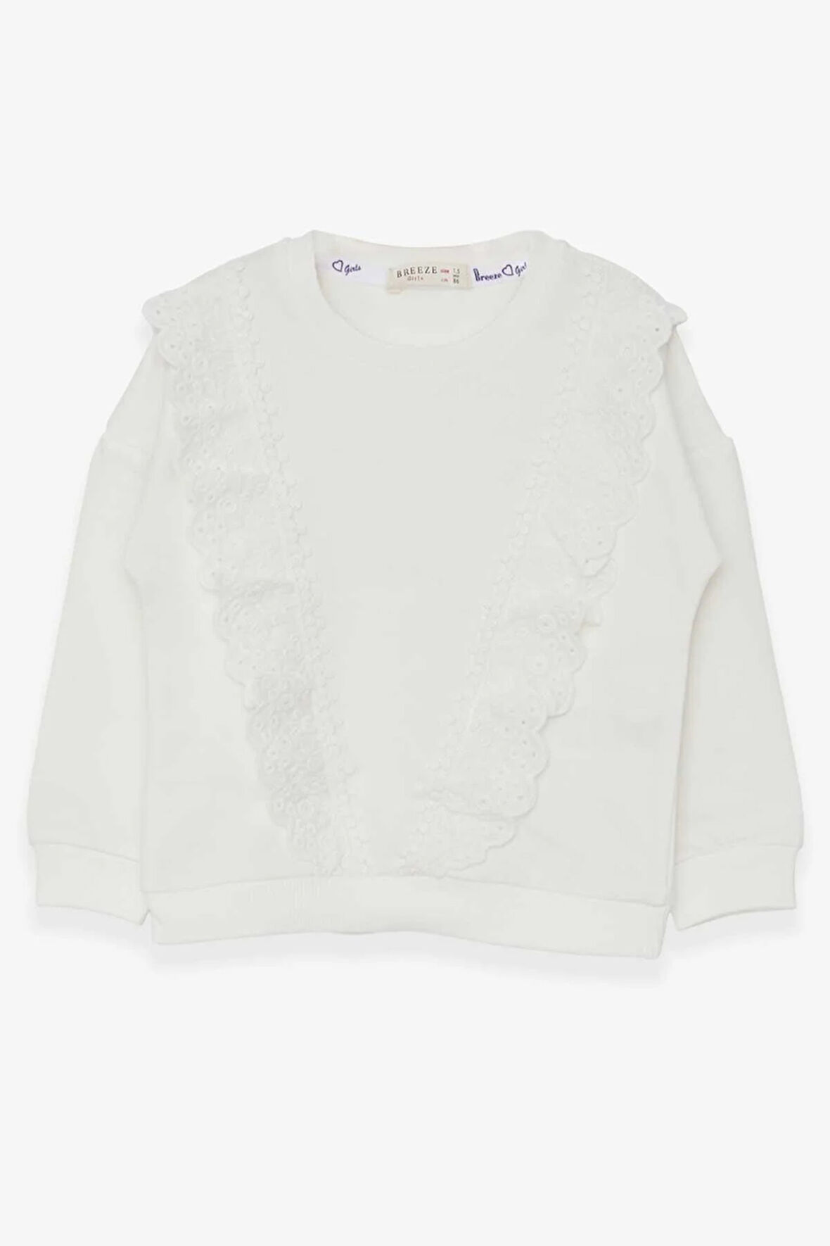 Breeze Kız Çocuk Sweatshirt Güpürlü 1.5-5 Yaş, Ekru