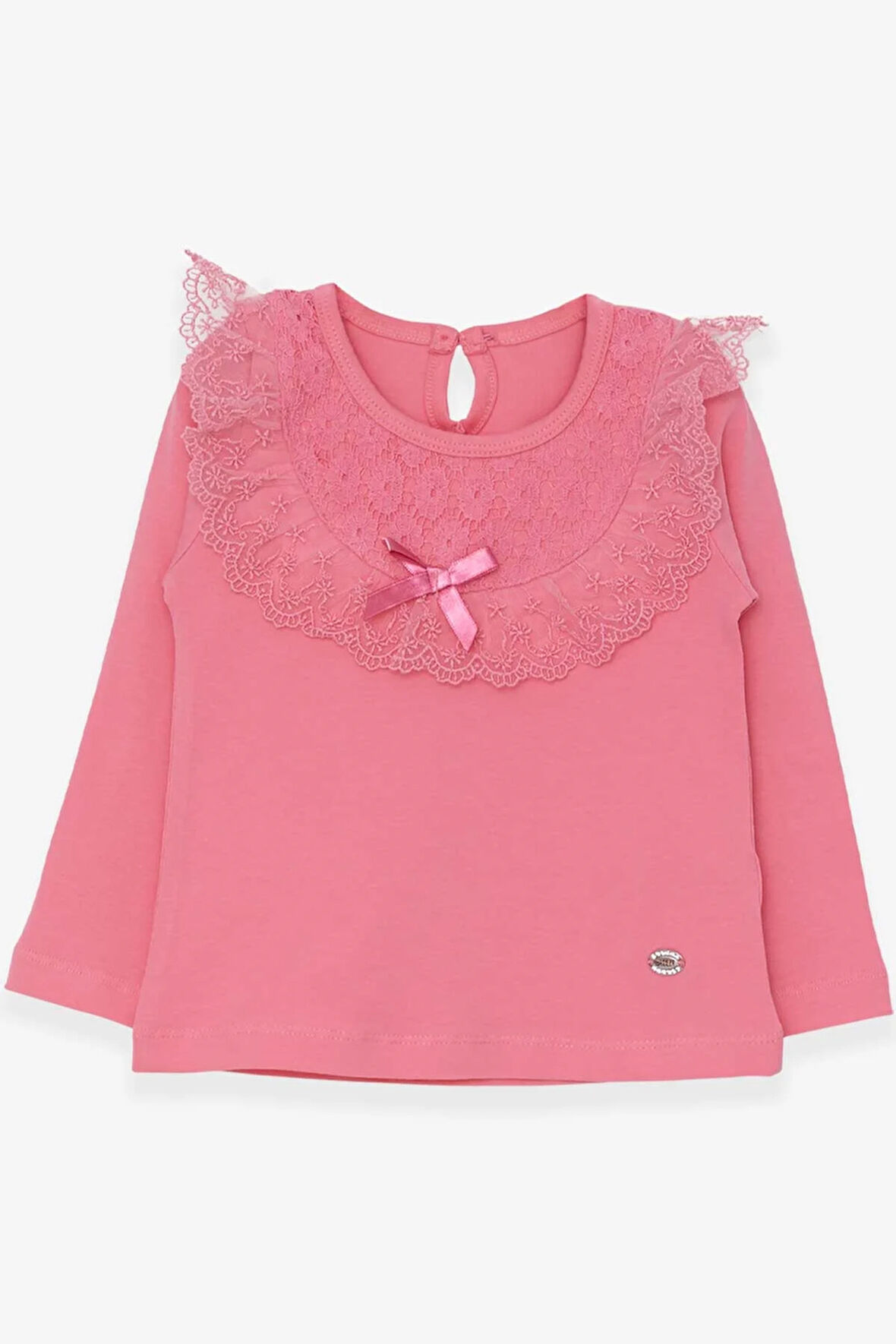 Breeze Kız Çocuk Uzun Kollu Tişört Fiyonklu Güpürlü 1.5-5 Yaş, Mercan