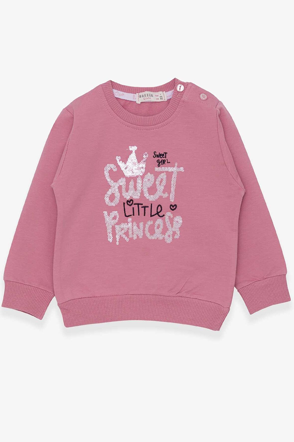 Breeze Kız Çocuk Sweatshirt Nakışlı Pullu 1-4 Yaş, Gülkurusu