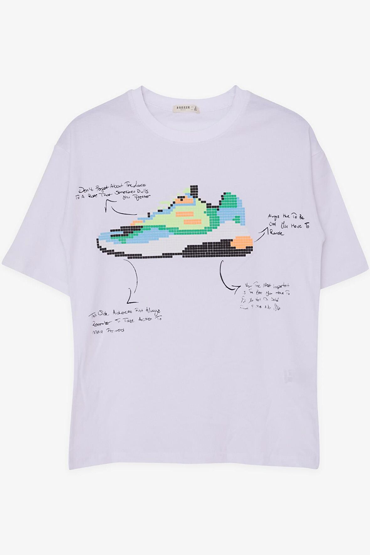 Breeze Erkek Çocuk Tişört Renkli Ayakkabı Baskılı 9-16 Yaş, Beyaz