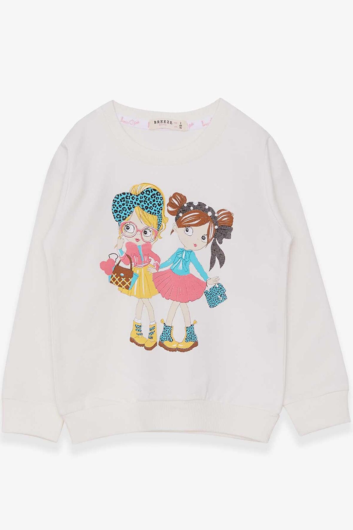 Breeze Kız Çocuk Sweatshirt Kız Baskılı 2-6 Yaş, Ekru