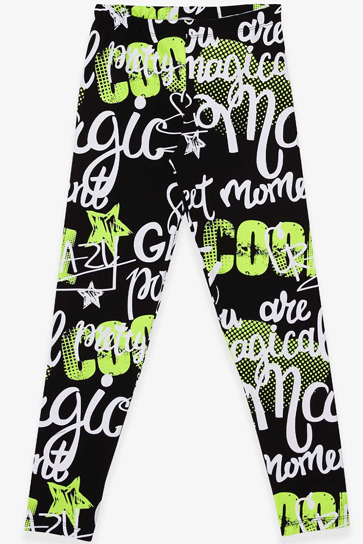 Breeze Kız Çocuk Tayt Yazı Baskılı 9-14 Yaş, Siyah