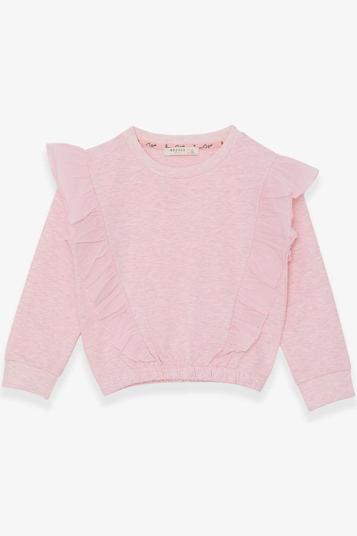 Breeze Kız Çocuk Sweatshirt Beli Lastikli 4-8 Yaş, Somon Melanj