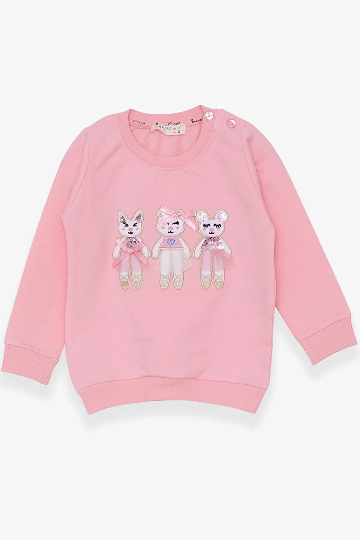 Breeze Kız Çocuk Sweatshirt Hayvancık Baskılı 1.5-5 Yaş, Pudra