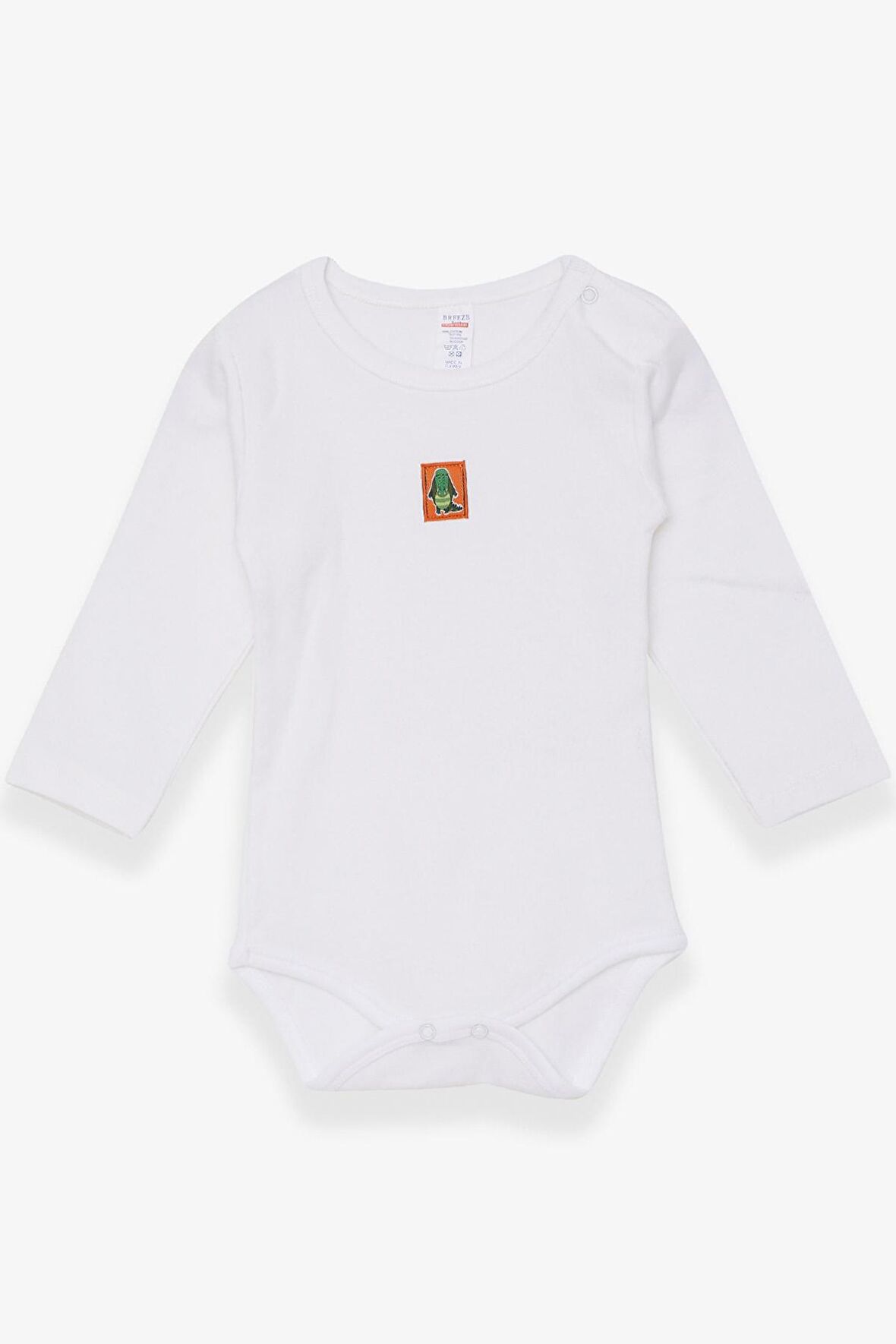 Breeze Erkek Bebek Çıtçıtlı Body Timsahcık Baskılı 9 Ay-3 Yaş, Ekru