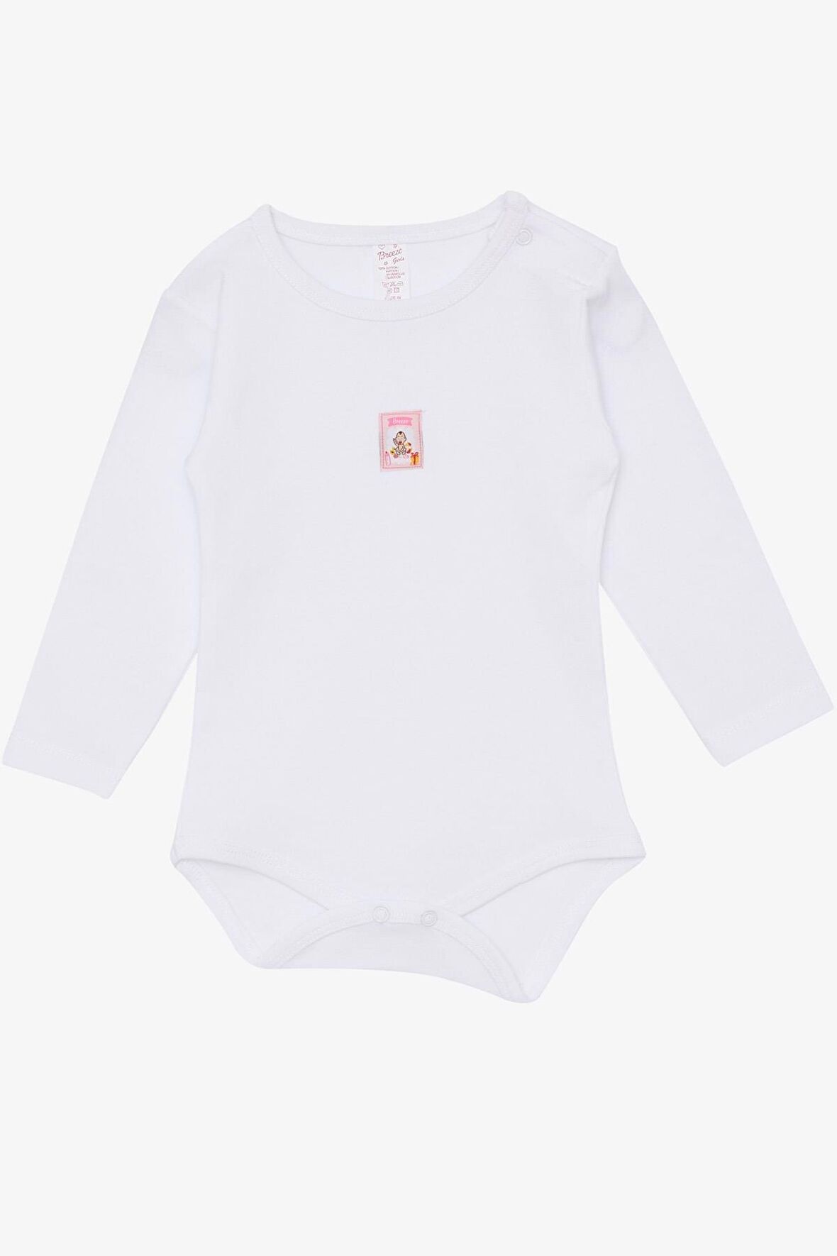 Breeze Kız Bebek Çıtçıtlı Body Bebek Baskılı 9 Ay-3 Yaş, Beyaz