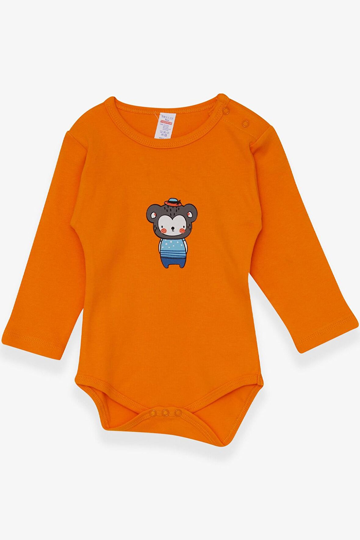 Breeze Erkek Bebek Çıtçıtlı Body Ayıcık Baskılı 9 Ay-3 Yaş, Turuncu