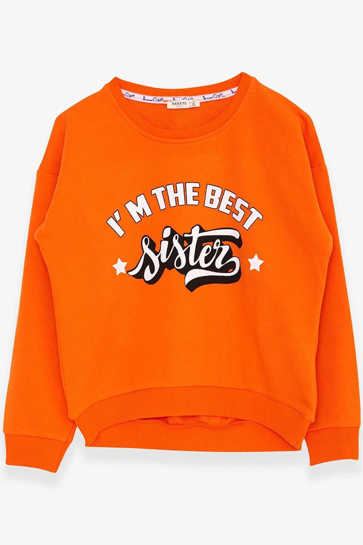 Breeze Kız Çocuk Sweatshirt Yazı Baskılı 9-14 Yaş, Turuncu