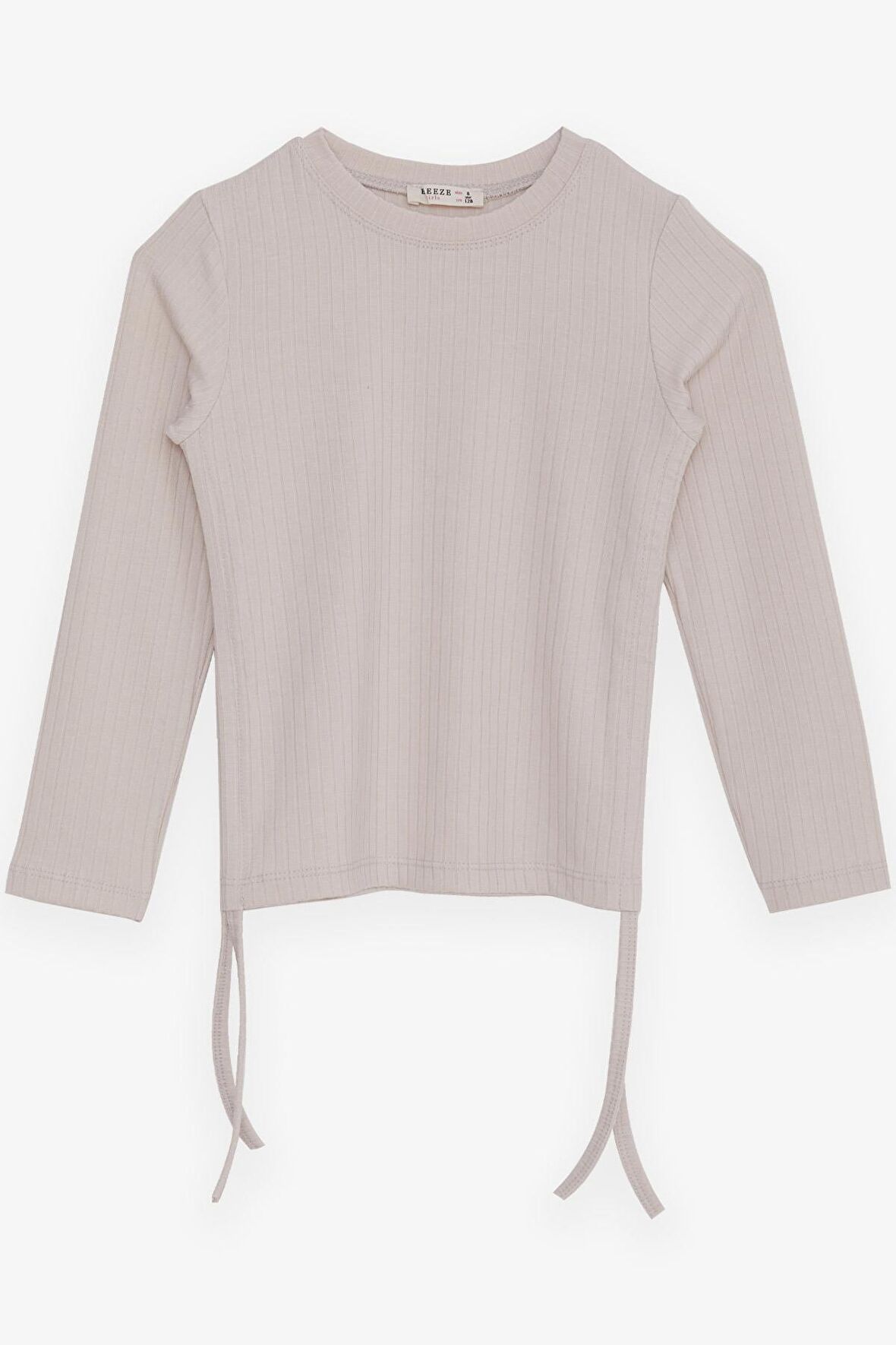 Breeze Kız Çocuk Uzun Kollu Tişört Yanları Büzgülü 8-14 Yaş, Bej