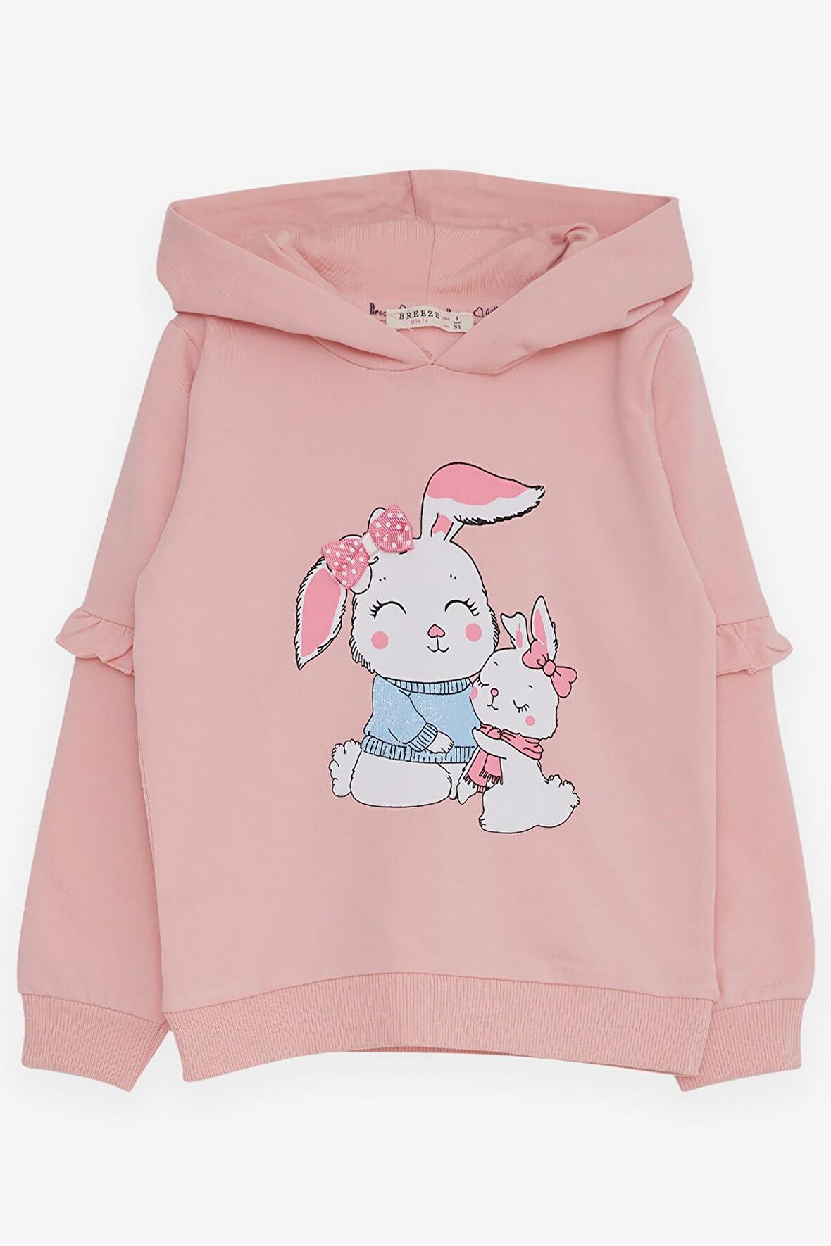 Breeze Kız Çocuk Sweatshirt Tavşancık Baskılı 1.5-5 Yaş, Pembe