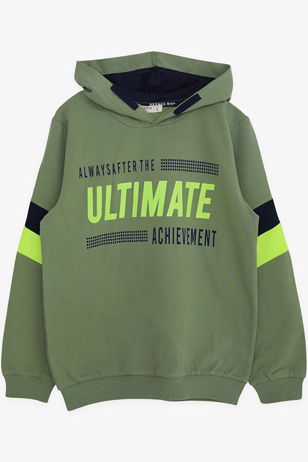 Breeze Erkek Çocuk Sweatshirt Kapüşonlu Yazı Baskılı 8-14 Yaş, Mint Yeşili