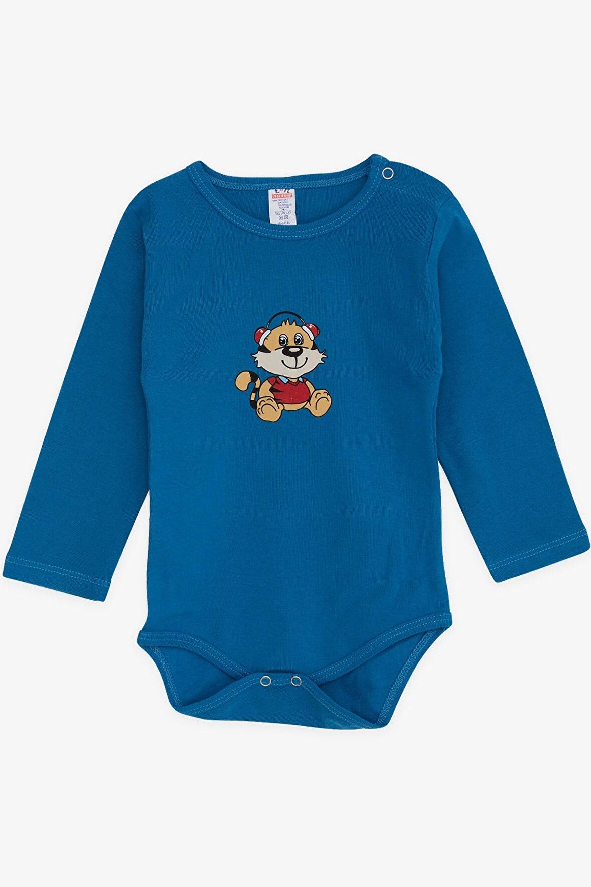 Breeze Erkek Bebek Çıtçıtlı Body Eğlenceli Köpekcik Baskılı 9 Ay-3 Yaş, İndigo