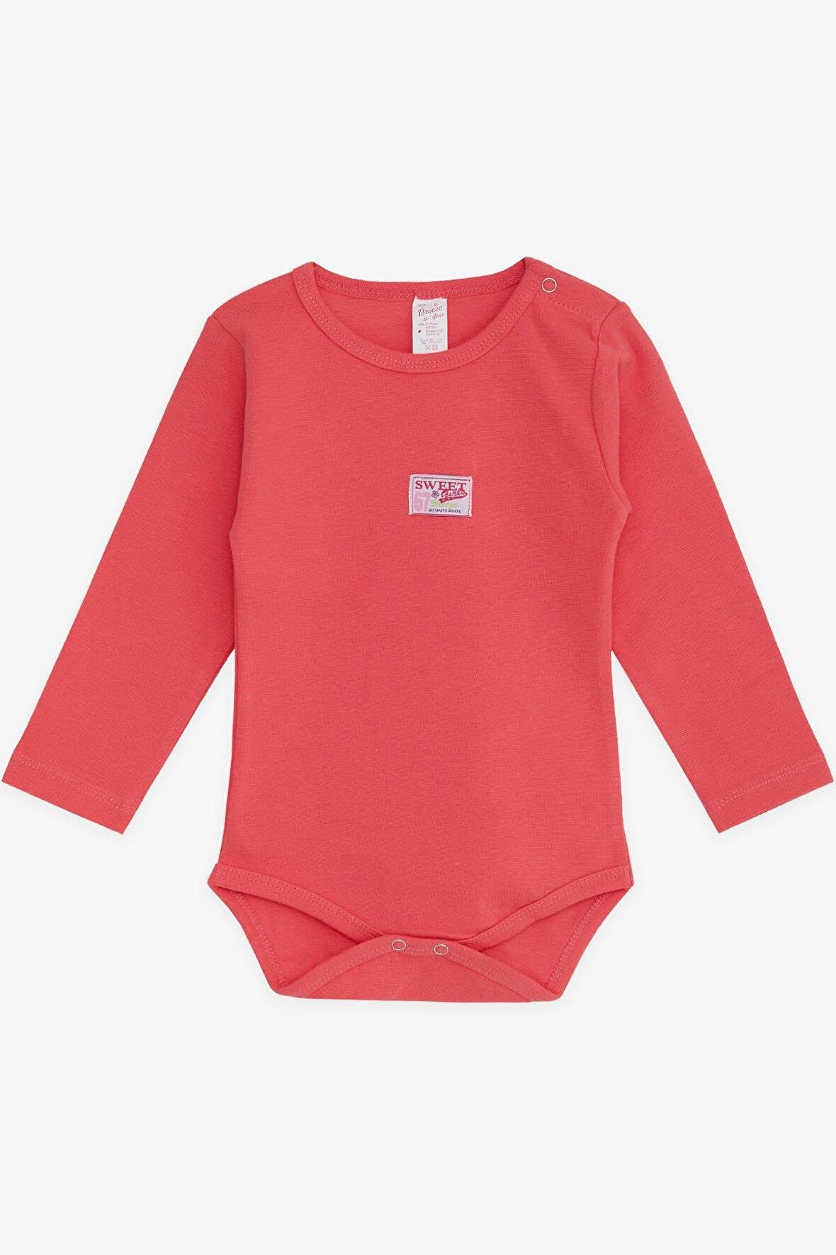 Breeze Kız Bebek Çıtçıtlı Body Yazı Baskılı 9 Ay-3 Yaş, Mercan