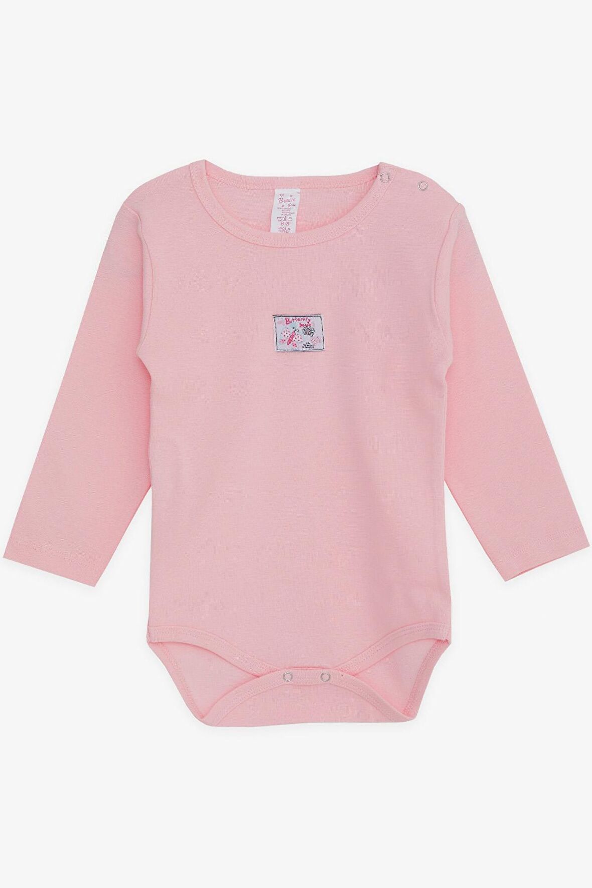 Breeze Kız Bebek Çıtçıtlı Zıbın Body Kelebek Baskılı 9 Ay-3 Yaş, Pembe