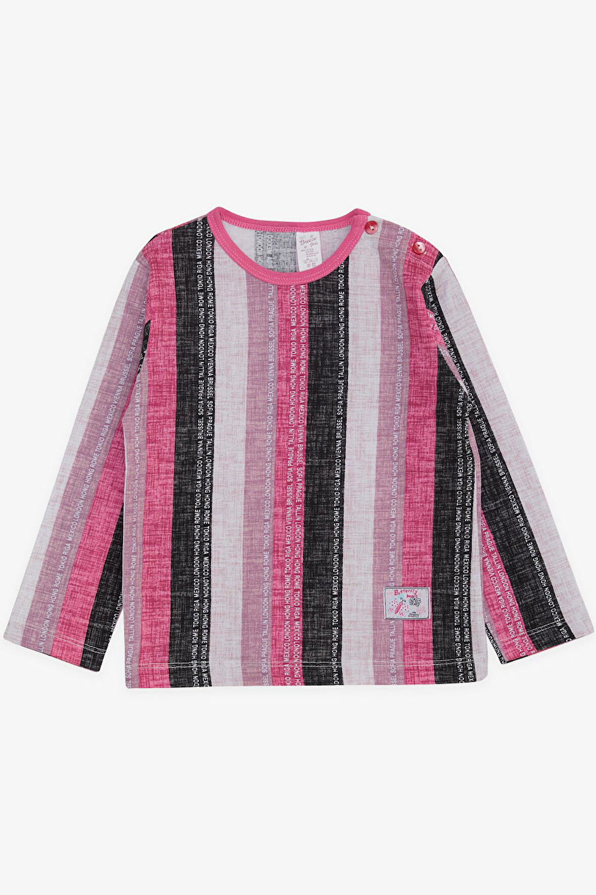 Breeze Kız Bebek Uzun Kollu Tişört Patlı Yazı Baskılı 9 Ay-3 Yaş, Karışık Renk