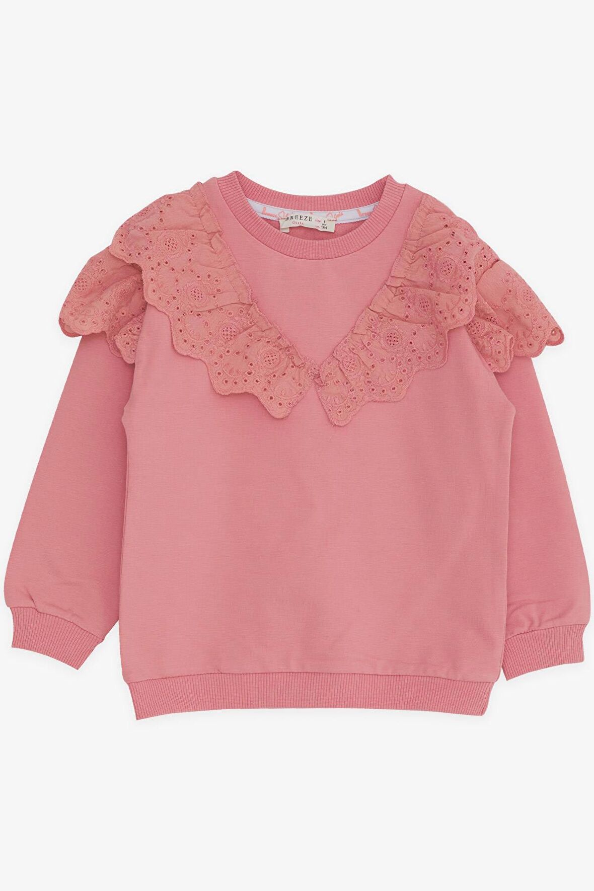 Breeze Kız Çocuk Sweatshirt Güpürlü 4-8 Yaş, Gülkurusu