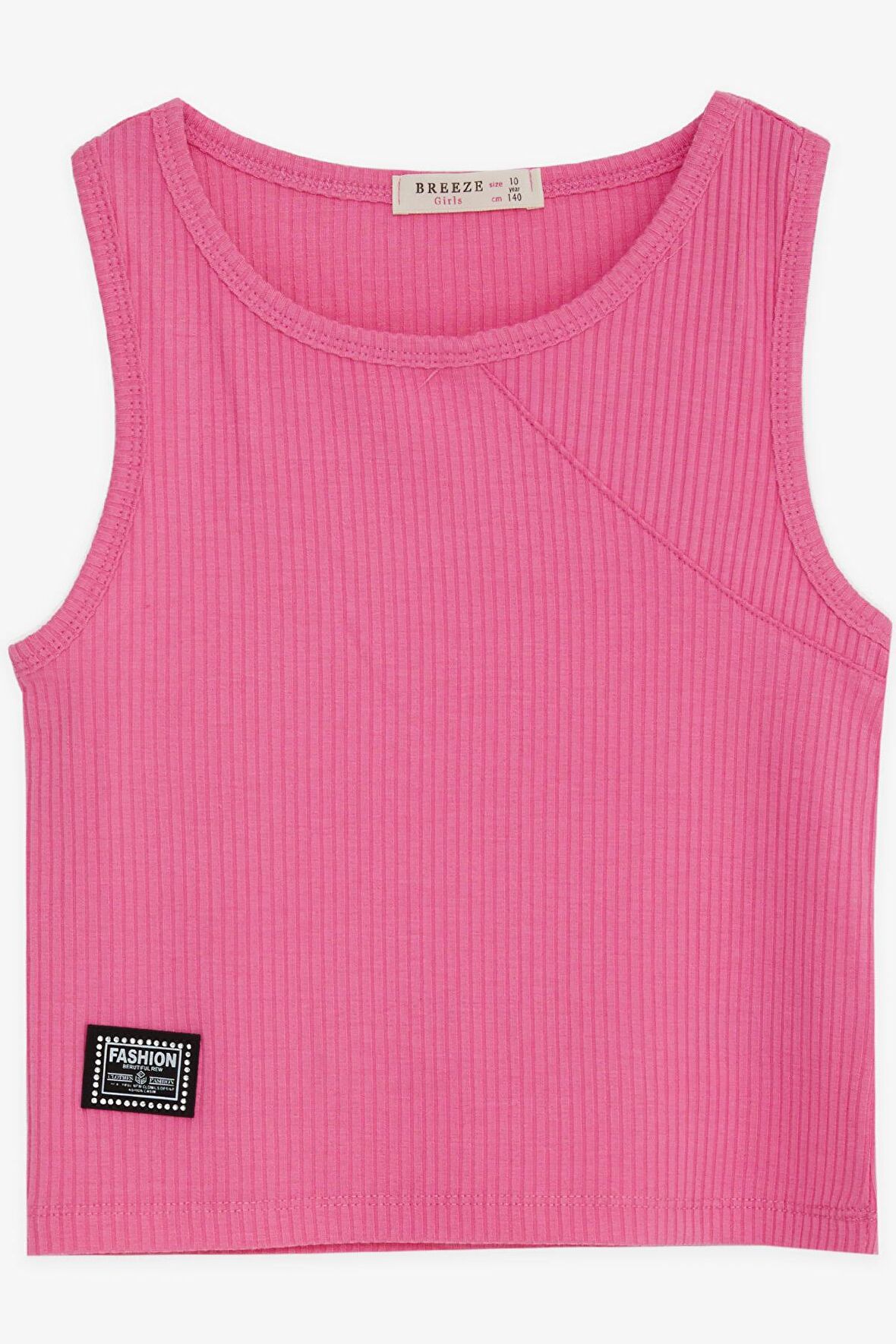 Breeze Kız Çocuk Askılı Tişört Armalı Taşlı 9-14 Yaş, Pembe