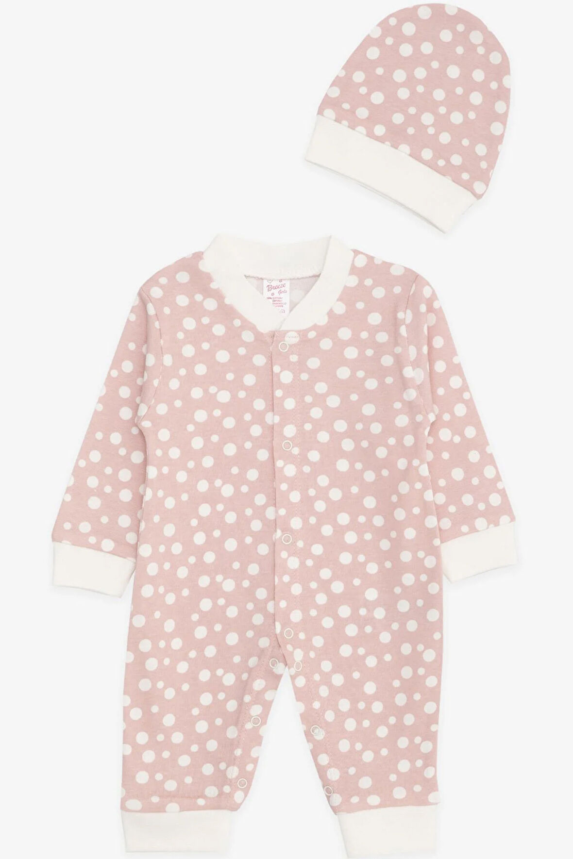 Breeze Kız Bebek Tulum Puantiye Desenli 0-3 Ay-6 Ay, Pembe