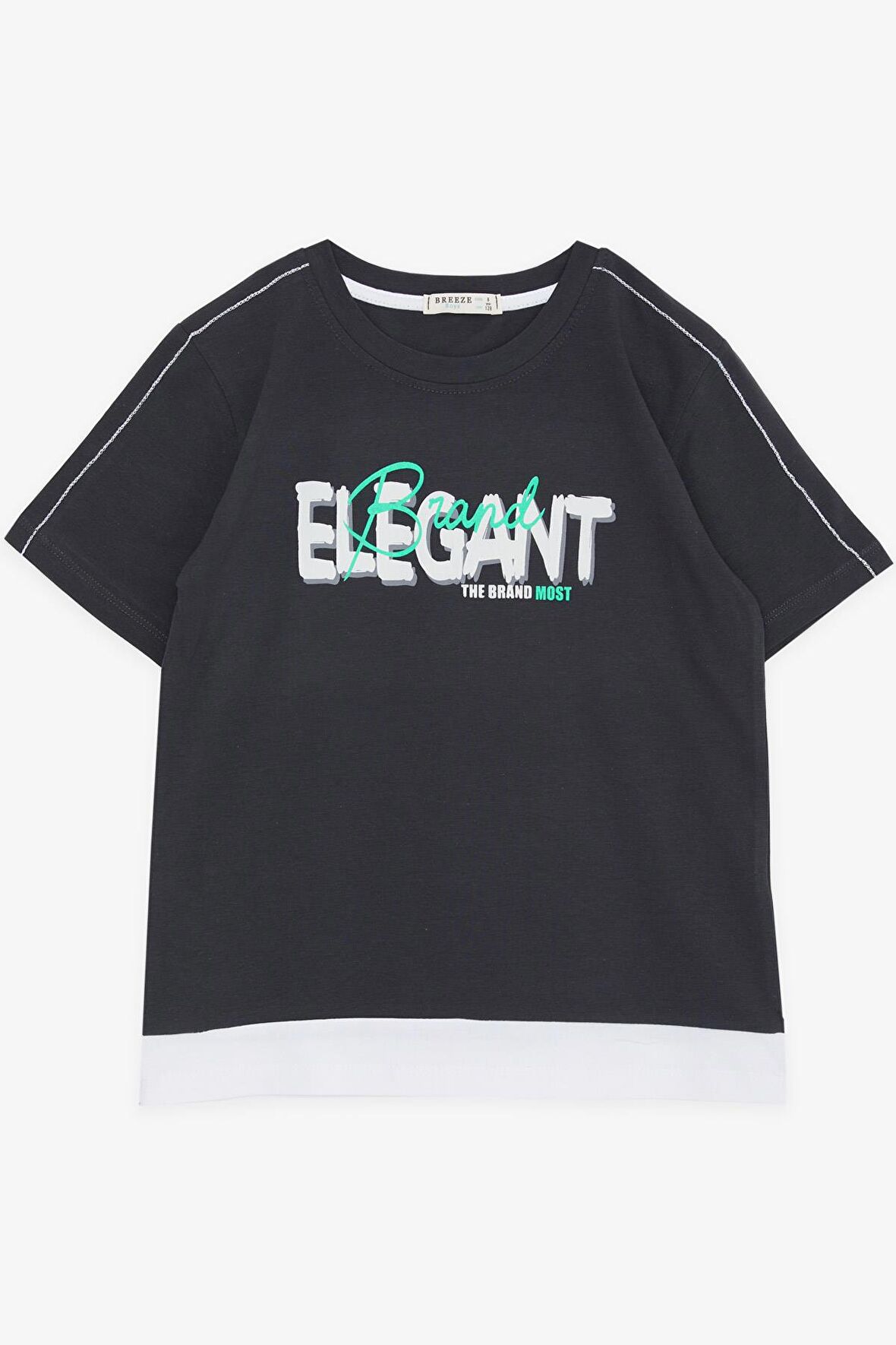 Breeze Erkek Çocuk Tişört Yazı Baskılı 8-14 Yaş, Antrasit