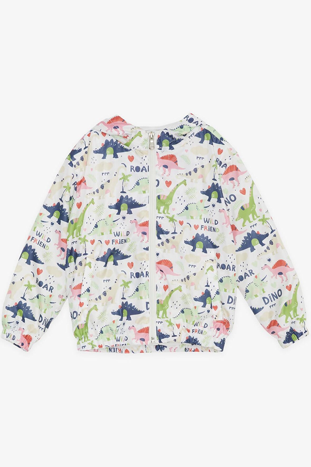 BREEZE GİRLS & BOYS Erkek Çocuk Yağmurluk Savaşcı Dinozor Desenli 1-5 Yaş, Ekru